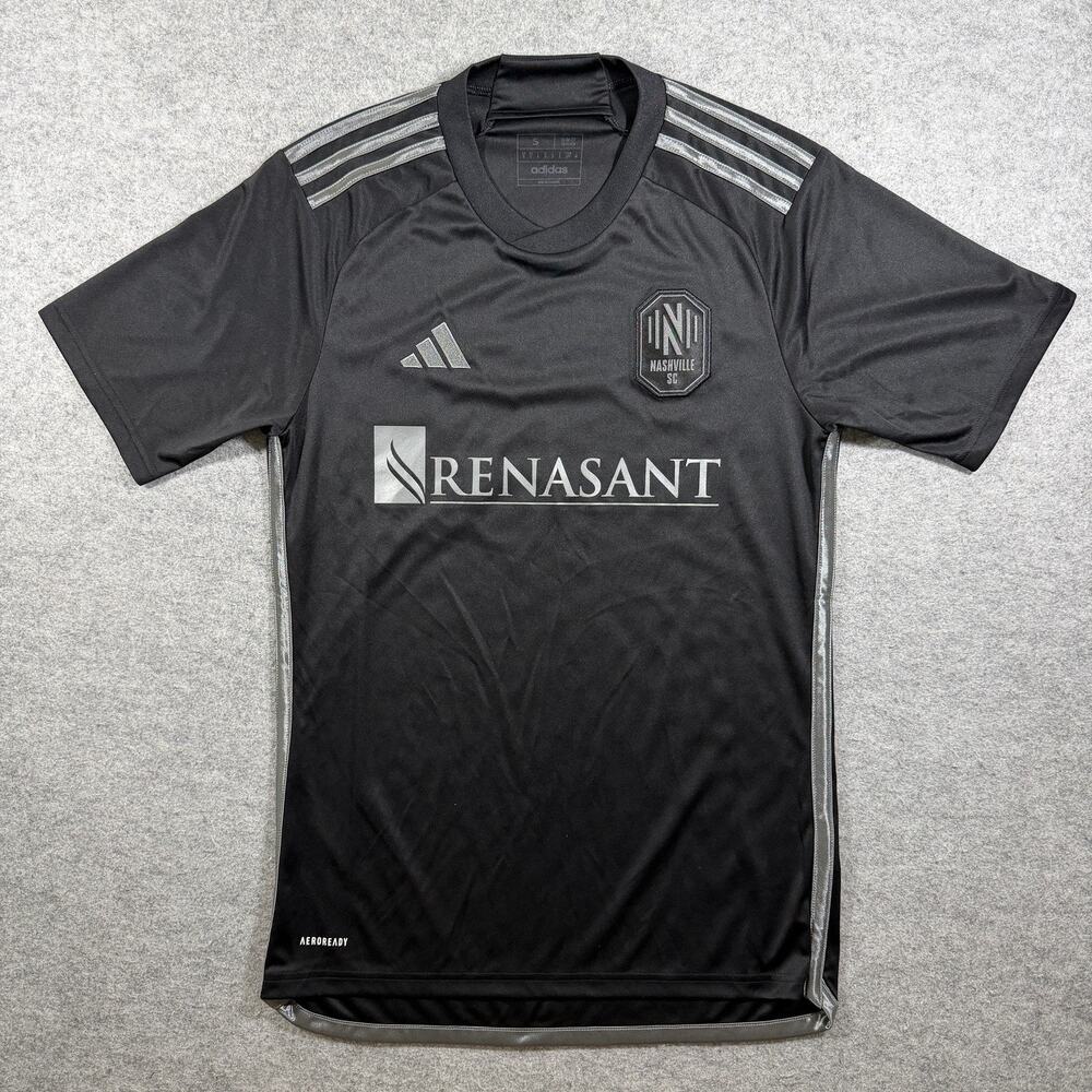 Adidas Nashville SC Soccer Jersey Mens S Black Renasant AEROREADY Slim Fit